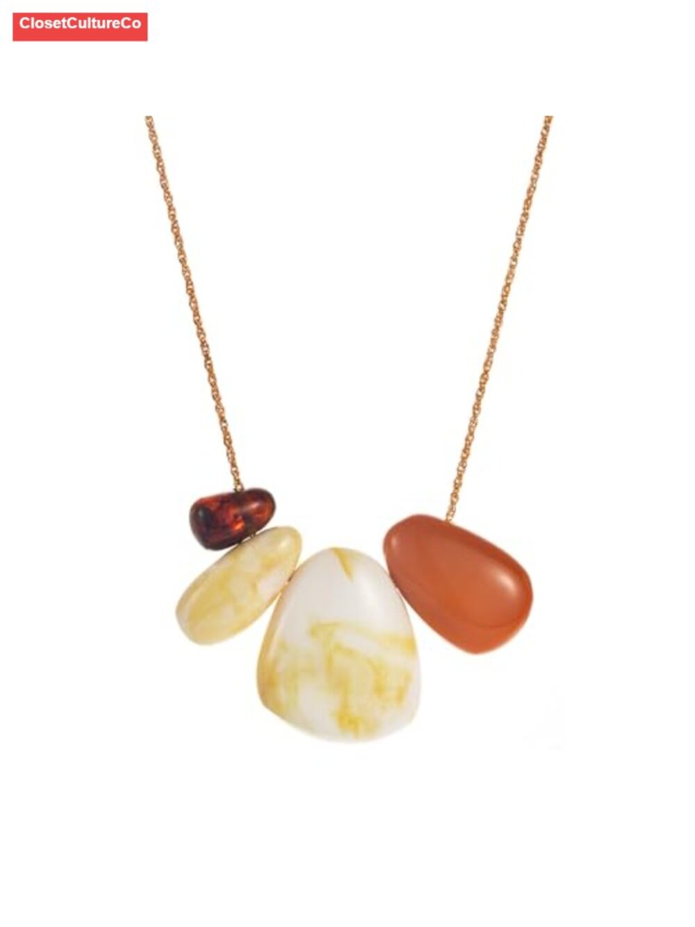 Chunky Resin Geometric Pendant Necklace Retro Irregular Statement Boho